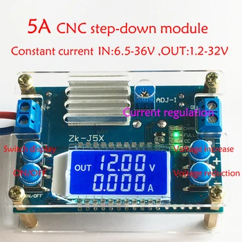 1 stk 5A konstant spænding konstant strøm LCD-spænding og strøm display justerbar boost buck power modul kompatibel bord