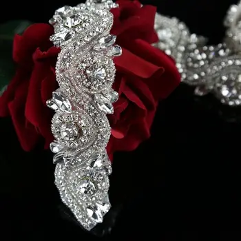 1 Værftet Guld, Sølv, Rose guld Rhinestone Applikationer trim Bridal Wedding Applikation til Brudeparret Satin Bælte DIY Bryllup Tilbehør