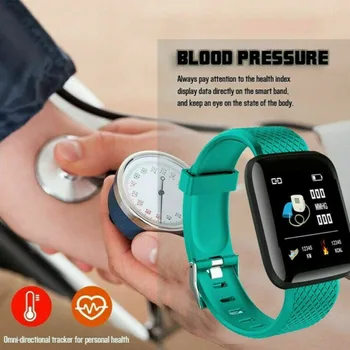 116plus Smart Ur Måling af Blodtryk pulsmåler IP67 Vandtæt Smart Armbånd med 1,3 tommer Skærm