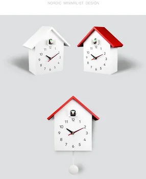 15inch Tabel vægur Gøg Hvid gøg Alarm Kvarts Timet Cuckoo Clock Alarm Home Decor Julegave