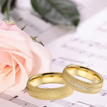18k Gul Guld Emery Forgyldt Kærlighed Alliancer Par Bryllup Band Ringe Til Mænd Og Kvinder Lover Jubilæum Ægteskab Ring 2021