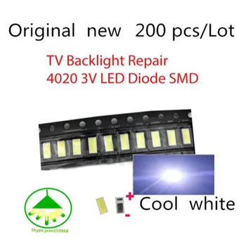 200pcs/masse Originale nye 4020 3V 150MA kold hvid SMD Lampe Perler LED Pære til LED-TV ' ets Baggrundsbelysning Strip Reparation Gratis fragt