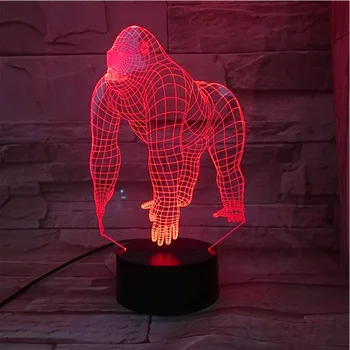 2019 Dyr Orangutang Gorilla, Chimpanse 3D USB-LED-Lampe 7 Farver Skiftende Humør Illusion Bordet Indretning Nat Lys 538