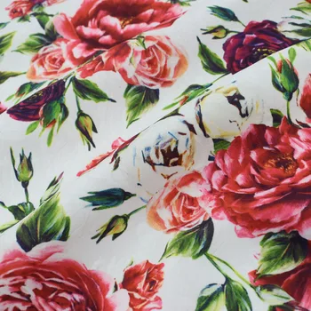2019 mode Steg pæon digitale maleri jacquard stof til kjole tissu au m tecido tela shabby chic tissus