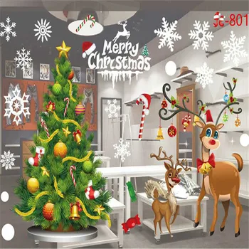 2020 Jul home decor væggen mærkat mærkat på vinduet snowflake Santa vindue klistermærker Jul wall stickers til børn værelser