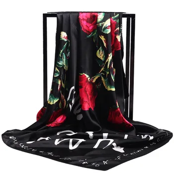 2020 Kvinder Tørklæde af Silke Summer Print Foulard Satin Firkantet Hoved Luksus Designer Tørklæder Sjaler 90*90cm Bandana Store Muslimske Hijab