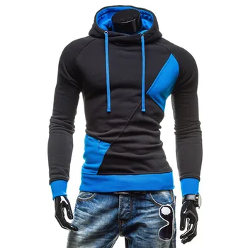 2020 New Design Men's Contrast Color Sweatshirt, Fashion Patchwork Pullover Hoodies, Male Fitness Hoodies, Size M to 3XL