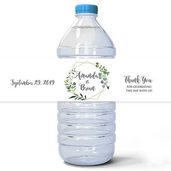 24 Stykker, Brugerdefineret Lysegrønne Blade Bryllup Custom Vand Flaske Etiketter, Personlig Vandflaske, Fødselsdag, Jubilæum