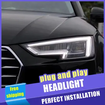 2STK Bil Stil LED-forlygter til Audi A4 2016-2019 til A4 hoved lampe LED-KØRELYS Linse Dobbelt Stråle H7 HID Xenon, bi-xenon optik
