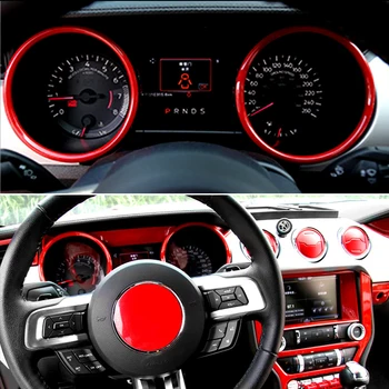 2STK Rød ABS Instrument Panel Omkring Dekoration Ringe Speedometer Cover Sticker Til Ford Mustang-2020 Bil Tilbehør