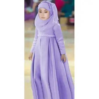 3 Peice Muslimske Barn Piger Hijab+Bue+Kjole Islamiske Arabiske Abaya Børn Ramadan Lange Ærmer Mellemøsten Maxi Kjoler Kaftan Tøj
