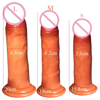 3 Størrelser Realistiske Dildoer G-spot Massage Forhud Realistisk Penis Kvindelige Onani Vibrator Falske Pik Sex Legetøj Til Kvinder
