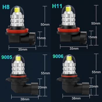 360-graders Belysning H11 LED H8 HB4 9005 9006 HB3 Bil LED Pære 6000K Turbo LED Projektor Kørsel Lys Auto tågeforlygter Hvid