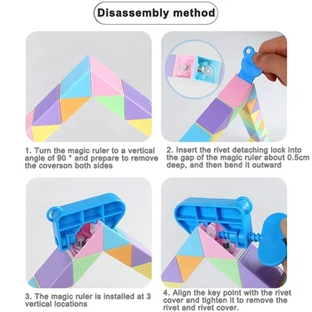 3D Magic Hersker Legetøj Flerfarvet Puslespil Antistress-Terning Twist Slange Folde Pædagogisk Legetøj for Børn Magic Cube Legetøj