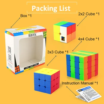 3pcs Moyu Magic Cube Sæt 2x2 3x3x3 4x4 Stickerless 2x2x2 Hastighed Terninger Gåder Pædagogiske Cubing Klasseværelset Legetøj Til Børn Gave