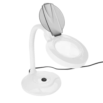 3W 3X Forstørrelse Desktop Lampe Justerbare LED Koldt Lys med 180°Drejeligt Beslag til Manicure Øjenbryn Tatoveringer Læsning Undersøgelse
