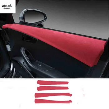 4stk/masse Bil mærkat Alcantara læder Indvendig dør, armlæn dekoration cover til 2017 2018 AUDI A4 B9 bil tilbehør
