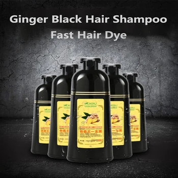 500ml Naturlige ginger king hårfarve, shampoo let at bruge uskadelige langvarig sort hår urt anti-hvid hår