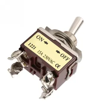 5Pcs Miniature Toggle Switch 4 Pin 12mm Mount 15A 250VAC ON-OFF 