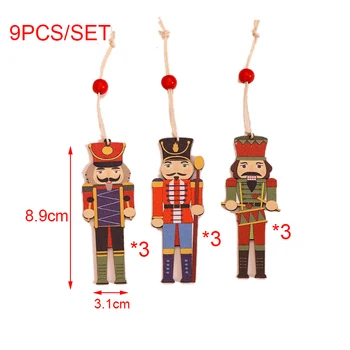 9PCS Nøddeknækkeren Puppet Jul Træ-Vedhæng Valnød Soldat juletræspynt Hængende Ornamenter Nye År Børn Gave