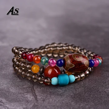 Asingeloo Ryger Kvarts Sten Perler Armbånd Tibetanske Crystal Etniske Beaded Armbånd Armbånd Smykker