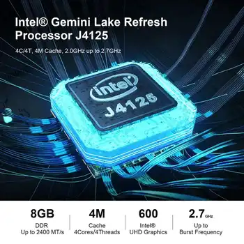 Beelink GK55 Mini Computer til Windows 10 Intel Gemini Sø R J4125 Quad Core 8 GB, 128/256 GB 5,8 G Wifi bluetooth 4.0 4K-60@fps
