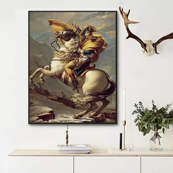Berømte oliemaleri Napoleon over Alperne, Print På Lærred Kunst Print Plakat Lærred Væg Billeder for Living Room Dekoration