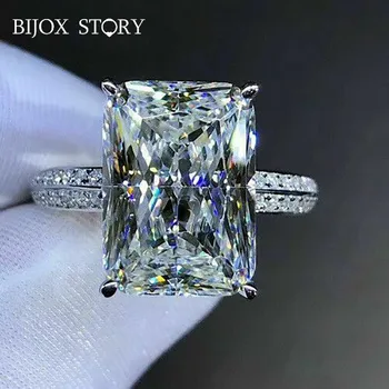 BIJOX HISTORIE luksus charme ringe til kvinder 925 sølv smykker med 12*19mm rektangel form zircon ædelsten bryllup engagement ring