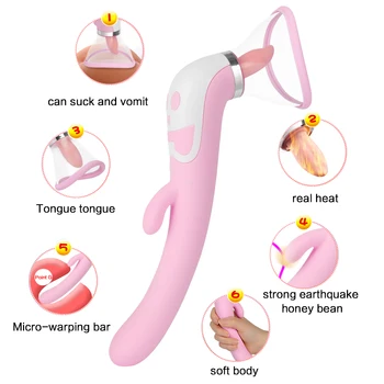 Blowjobs Sutter Klitoris Vibrator til Kvinder, Varme Nipple Sucker Enorme Slikning Tungen Magic Wand Massager Vagina Dildo Sex Legetøj