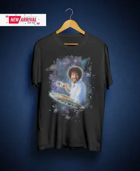 Bob Ross Maleri Galaxy Børn & Voksne Unisex Sort Tee Sommer Toppe for Mennesket Sommer Bomulds T-Shirt Mode Familie T-Shirts