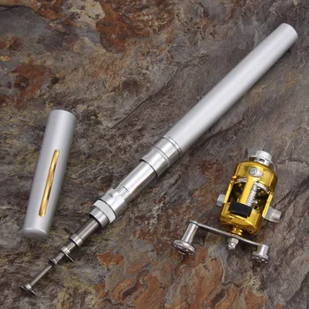 Bærbare Lomme Fisk Pen Mini Teleskop fiskestang Aluminium Legering fiskestang Med Hjul Hjul ultralet spinning fisk