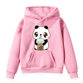 Børn Søde Corgi Panda Kat Drikkevarer, Mælk, Te, Hættetrøjer Kids Baby Buksetrold Kawaii Anime Tegnefilm Harajuku Sweatshirts Pige Toppe
