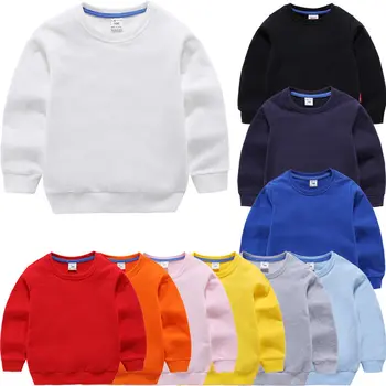 Børns Sweatshirts Pige Kids Hvid Tshirt Bomuld Pullover Toppe til Baby Drenge Efteråret Solid Farve Bunden Tøj 1-9 År