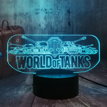 Cool Spil World of Tanks 3D LED Nat Lys illusion Nyhed Sove Tabel bordlampe Boyx Kids Fødselsdag Jul lampe Hjem Indretning