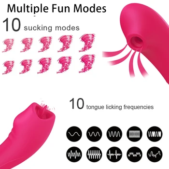 Dildo Sugende Vibratorer til Kvinde Klitoris Sucker Tungen Vibrerende Brystvorte Suger Blowjobs ClitStimulator Erotisk Legetøj til Voksne