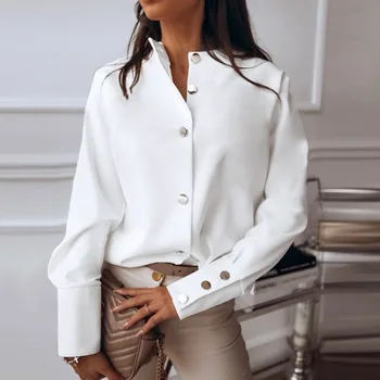 Elegant Bluse Shirt til Kvinder med Lange Ærmer Butttons Mode Kvinde, Bluser 2020 Efteråret Kvinder Toppe og Bluser Solid Toppe Blusas mujer