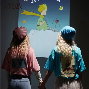 ELFSACK Harajuku Tegnefilm Printe Løs Casual T-Shirts Kvinder,2021 Winter ELF Fuld Ærme koreanske Ladeis Grundlæggende Daglige Grafisk Toppe