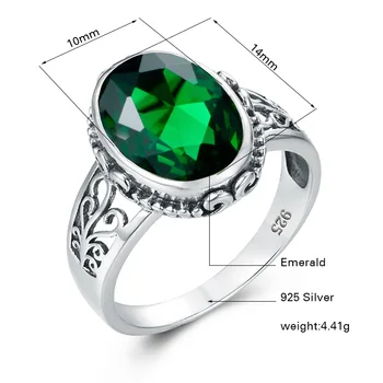 Emerald Simple Kvindelige Zircon Sten Finger Ring 925 Sterling Sølv Kvinder Smykker Prom Bryllup Forlovelsesringe Mærke Bedste Gave