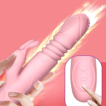 FBHSECL Dildo Vibrator Teleskopisk Kanin Varme Vibrator-G-spot Massage Klitoris Stimulator Sex Legetøj til Kvinder