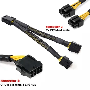Første link extension kabel strømforsyning 8-pin EPS mandlige (2 x 4-pin-kode), 8-pin female 44 cm sort sort PC dedikeret indre power co