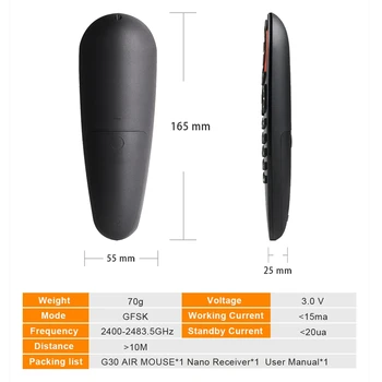 G30S 2,4 G Wireless Remote Control Voice Air Mouse 33 Nøgler IR-Læring Gyro Sensor Smart Fjernbetjening Spil, Android Tv Box
