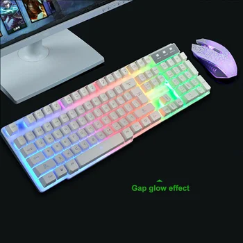 Gaming Mekanisk Tastatur Spil Baggrundsbelyst Kabelbaseret Mus og Tastatur Sæt Til PC Flydende Design Tastatur Kit Computer Farverige Tastatur
