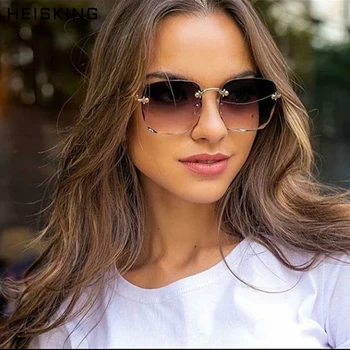 HEISKING 2020 Luksus Vintage solbriller kvinder Brand Designer Overdimensionerede Kvindelige solbriller dame Spejl Nuancer UV400