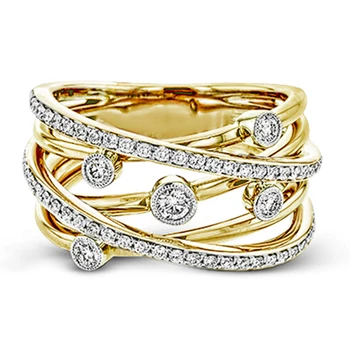 Huitan Klassiske Multi Cross Kvinder Ring, Guld/Rosa Guld Farve Micro Brolagt med CZ Sten Dame Bryllup Ceremoni Fest Ring Bedste Gave, Hot