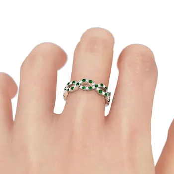 Hutang Smaragd-Ædelsten Ringe til Kvinder i Ægte 925 Sterling Sølv Band Ring Gave Engagement Smykker