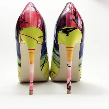 Keshangjia Kvinde, Slip-On Sko Mode Blade Udskrivning Damer Sexet Stiletto Kvindelige Blomster Tynde Kvinder Høje Hæle Party sko