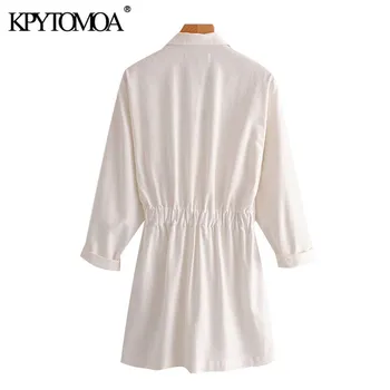 KPYTOMOA Kvinder 2020 Mode Med Lommer Button-up Mini Kjole Vintage Elastisk Talje, Justerbar Bundet Kvindelige Kjoler Mujer
