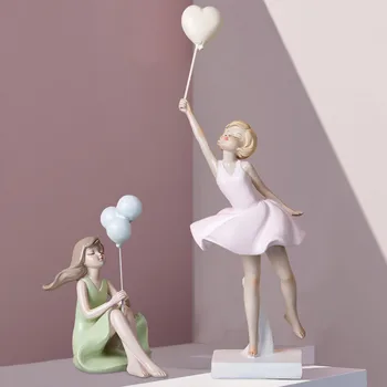Kreative Luksus Harpiks Ballon Piger Skulptur Ornamenter Stue, Soveværelse Desktop Statue Håndværk Fødselsdag Gaver til kæresten