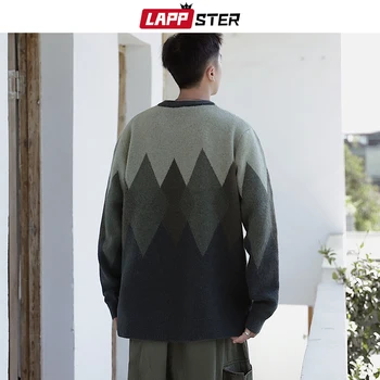 LAPPSTER Mænd Harajuku Grafisk Uld Sweater, Pullover 2020 Efteråret Herre Streetwear Hiphop Strikkede Trøjer Par Vintage Trøjer