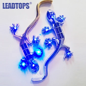 LEADTOPS 1stk Universal Sol Gecko King Advarsel Lys Høje Lyse LED-Lampe Bil Mærkat 3D Stickers J